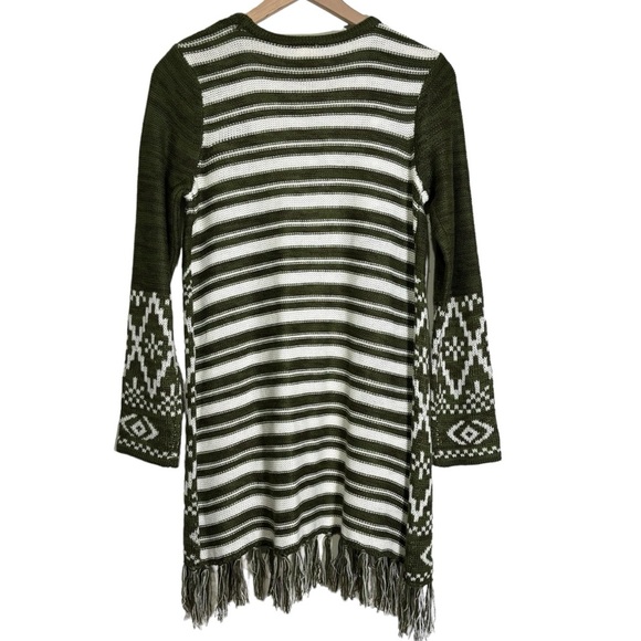 Faded Glory Cardigan Open Front Fringe Boho Aztec Women’s Medium 8-10 - Picture 7 of 12